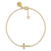 14K Yellow Gold Beaded Cross Bracelet